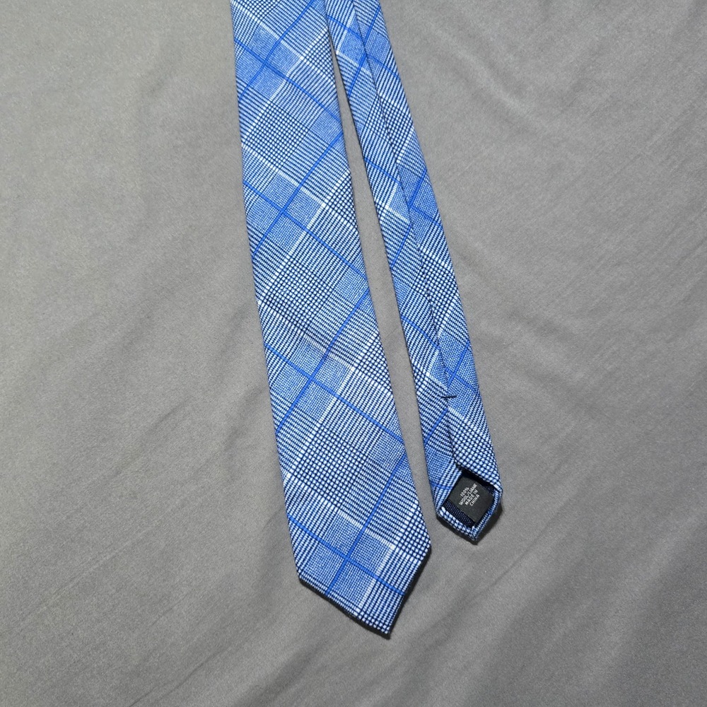 Lauren Ralph Lauren Tie Mens OS Blue Wool Glen Plaid Necktie